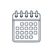© Pedosdesign - Outline of a calendar on white. Scheduling concept, event planning symbol, reminder design.
