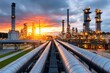 © Lubos Chlubny - Oil refinery industry pipelines processing fuel at sunset