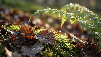 Poster - Intimate Close Up of Detailed Forest Floor with Shallow Depth of Field calm, microcosm, documentary