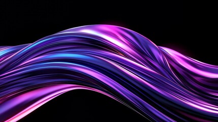 Wall Mural - Purple and blue wave with a black background. The wave is long and curvy, and it is made of a shiny material. The image has a dreamy, ethereal quality to it