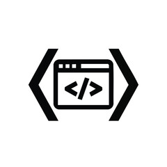 Wall Mural - Minimalist representing coding or programming with a web browser window and code brackets in black on