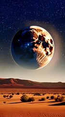 Wall Mural - Full moon shining over the 
 sky with beautiful scenery