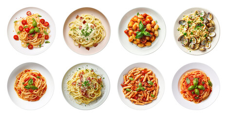 Wall Mural - PNG Assorted delicious pasta dishes, element set on transparent background