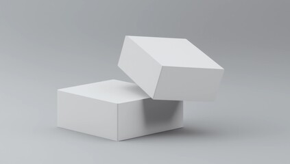 Blank white software box Mockup, medium size Cardboard package box, 3d rendering isolated on light gray background, ready for your design