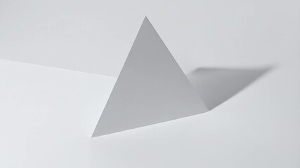 Abstract Geometric Paper Art with White Triangle Shape and Shadow on White Background Minimalist Design