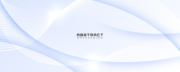 Wall Mural - Minimalist abstract background with smooth white blue curved wave lines on light gradient texture, modern digital design for presentation, banner, poster, or website template