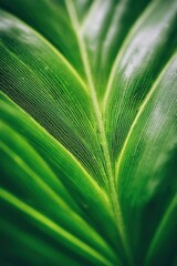 Wall Mural - Close-up of Fresh Green Leaf Veins, Perfect for Botanical Backgrounds and Nature-Inspired Design