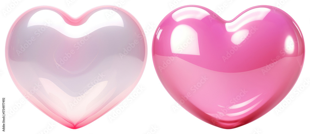 PNG Glossy pink heart balloons, element set on transparent background ...