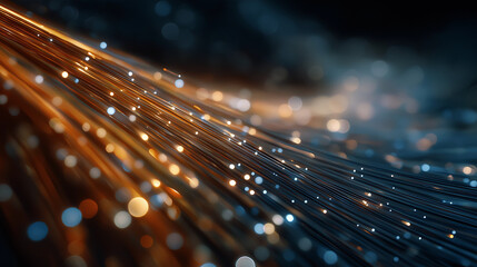 Wall Mural - Illuminating Fiber Optic: A dynamic display of fiber optic cables, transmitting data and energy with a mesmerizing dance of light. A vision of modern communication