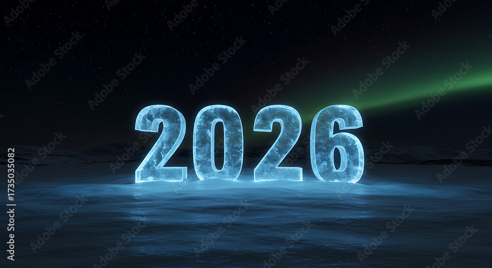 Illuminated 2026: A futuristic digital representation of the year 2026 ...