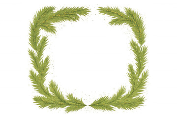 Wall Mural - Christmas wreath of green fir branches forming border, celebrating holidays, decorating seasonal events, transparent background