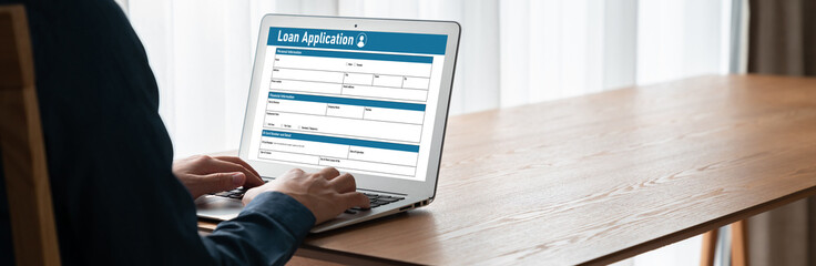 Wall Mural - Online loan application form for modish digital information collection on the internet network