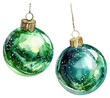 © Rawpixel.com - PNG Green watercolor Christmas ornaments