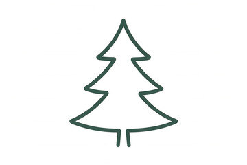 Wall Mural - Christmas tree outline, a simple green minimal line art representing winter holidays and festive decorations