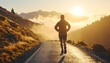 © Hamky - Athletic man running on a winding road at sunrise in a mountain landscape