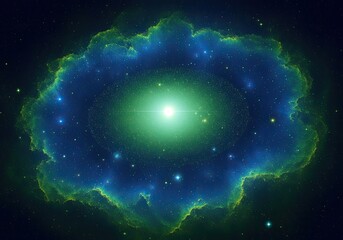 Wall Mural - Dazzling Circular Nebula Space with Glowing Center and Starry Field View