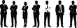 © Sakib World - Business team silhouettes, corporate professionals standing, office staff, teamwork, leadership, management group, formal attire, unity, collaboration, partnership, success