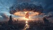 © Ckip - Massive Nuclear Explosion Devastates Cityscape with Towering Mushroom Cloud as World War 3 Unleashes Total Annihilation