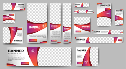 Wall Mural - business web banners template design with image space. vector	