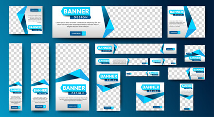 Wall Mural - Business web banner template set. Vector horizontal, vertical, square web ads banner. Abstract Business Ads poster for Web post Design Template. Social Media Cover ads banner, flyer, invitation card