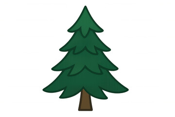 Wall Mural - Pine tree cartoon illustration. Minimalist christmas holiday evergreen conifer spruce clip art on transparent background