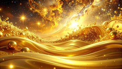 Wall Mural - golden waves abstract illustration