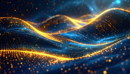 Wall Mural - Black and gold waves abstract illustration