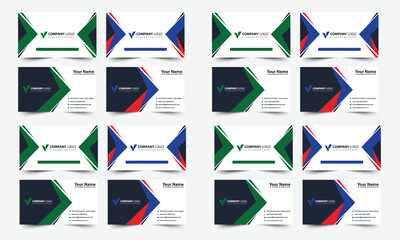 business card template and design set with flat web element vector layout for infographics presentat