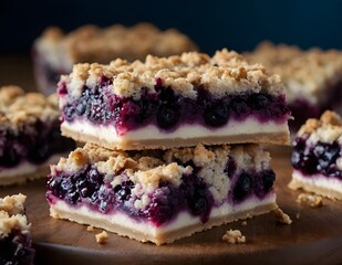 Wall Mural - blueberry crumble bars on a wooden board
