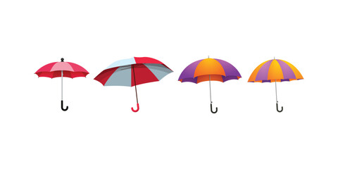 High quality 3d umbrella mockup with blank white canopy isolated on transparent background ideal for branding design advertising and seasonal rain weather promotions