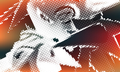 Wall Mural - Dotted gradient vector pattern illustration, white and black halftone polka background graphic, horizontal seamless circle dotted lines,