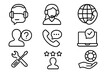 © Stephany - Customer service and support web icon set in thin line style. Vector collection includes help, online assistance, call center, feedback, and technical repair symbols.