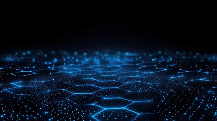 Abstract blue hexagonal network