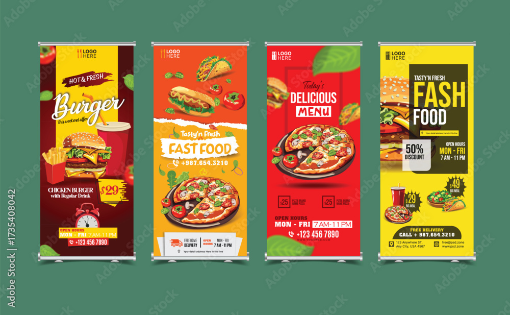 Fast food restaurant banner templates elegant standee design Stock ...