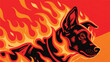 © art88 - Fire Dog Illustrator Artwork Banner Background Design Template