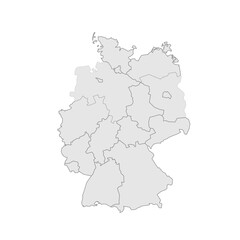  Germany political map of administrative divisions - federal states. Grey blank vector editable map EPS.