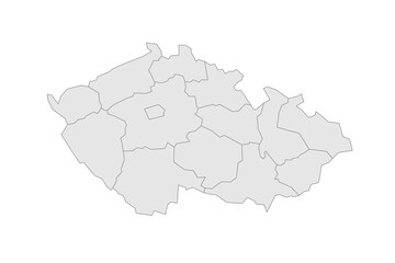  Czech Republic political map of administrative divisions - regions. Grey blank vector editable map EPS.