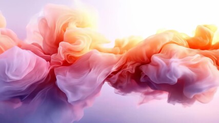 Wall Mural - Swirling cloud of abstract, soft, smoke-like forms with warm colors