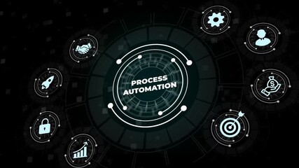Process automation to increase productivity. Industrial management in efficiency and efficient process with robotic process automation (RPA). 