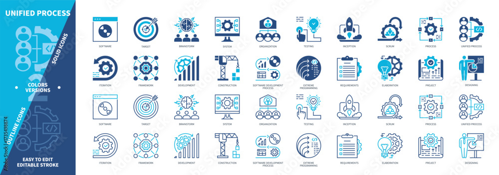 Common Process Components Icon Unified Process icon set. Software, Inception, Framework, Elaboration ...