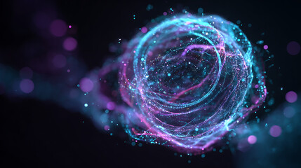 Dynamic digital network orb pulsating with vibrant energy and interconnected particles, perfect for illustrating advanced technology and data flow.