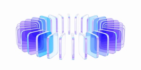 Wall Mural - Abstract background design, composition with glass shapes, 3d render