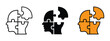© MdNurul - Human head profile and jigsaw puzzle icon vector. thinking, problem solving, and intelligence symbol. vector illustration.