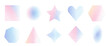 © Syuzann q - Pink and blue grainy gradation figures. Noise gradient geometric shapes set. Geometry dotwork transition forms. Vector gritty blur stickers. Pastel soft colors geometry callout figures.