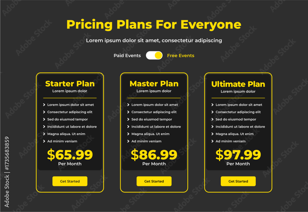 plan pricing table template design ui ultimate Stock Vector | Adobe Stock