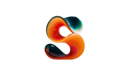 Abstract three-dimensional letter S with gradient colors, modern style on transparent background