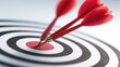 © Bella - Three red darts hit the bullseye of a target