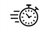 © Anat art - A timer is depicted with motion lines suggesting speed and urgency. The design uses minimal black and white elements, emphasizing the clocks face.