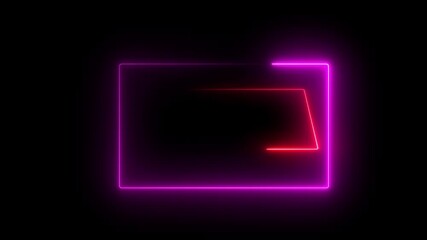 A neon rectangle icon features a glowing, rectangular outline in bright neon colors like blue, pink, or green, symbolizing modernity, focus, or boundaries, often used for buttons or navigation 
