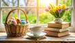 © kunci - Spring scene with Easter basket and books
